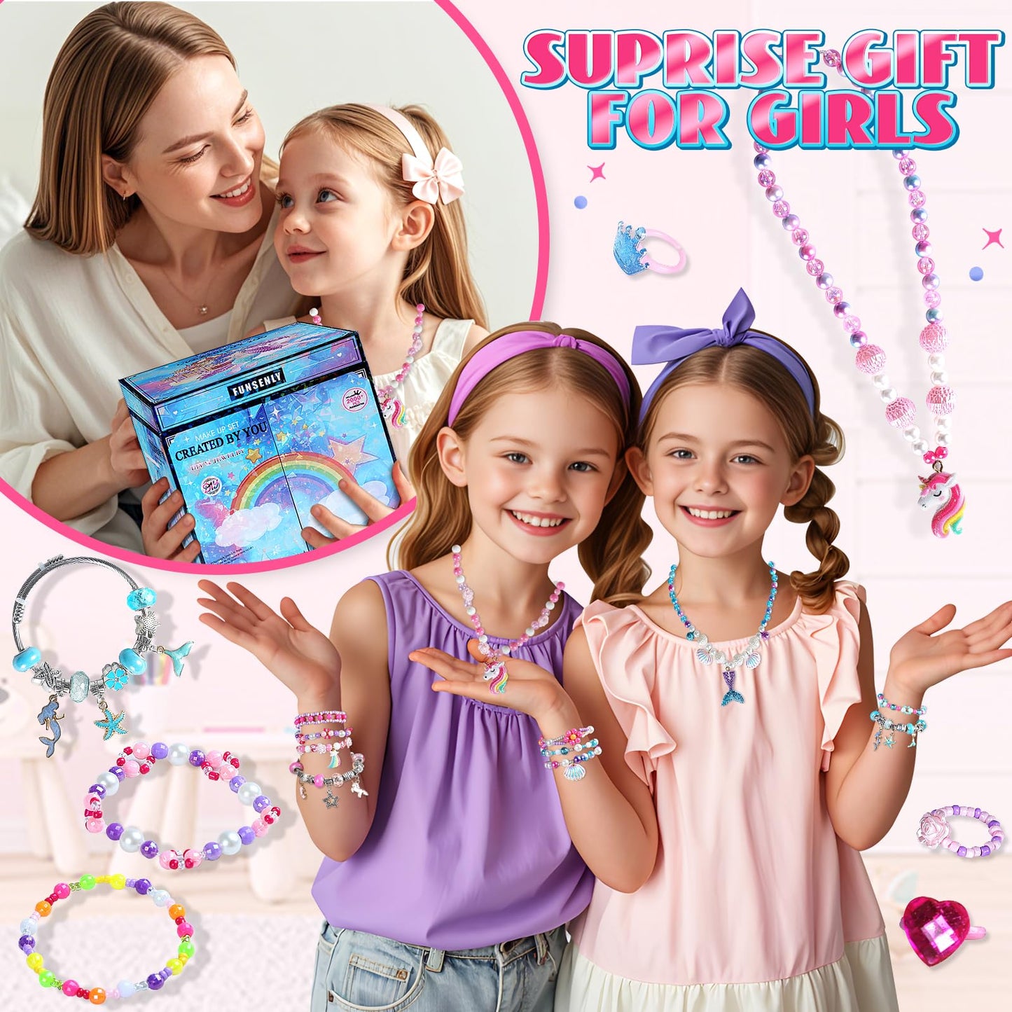 FUNSENLY 2000pcs Charm Beads Jewelry Making Kit