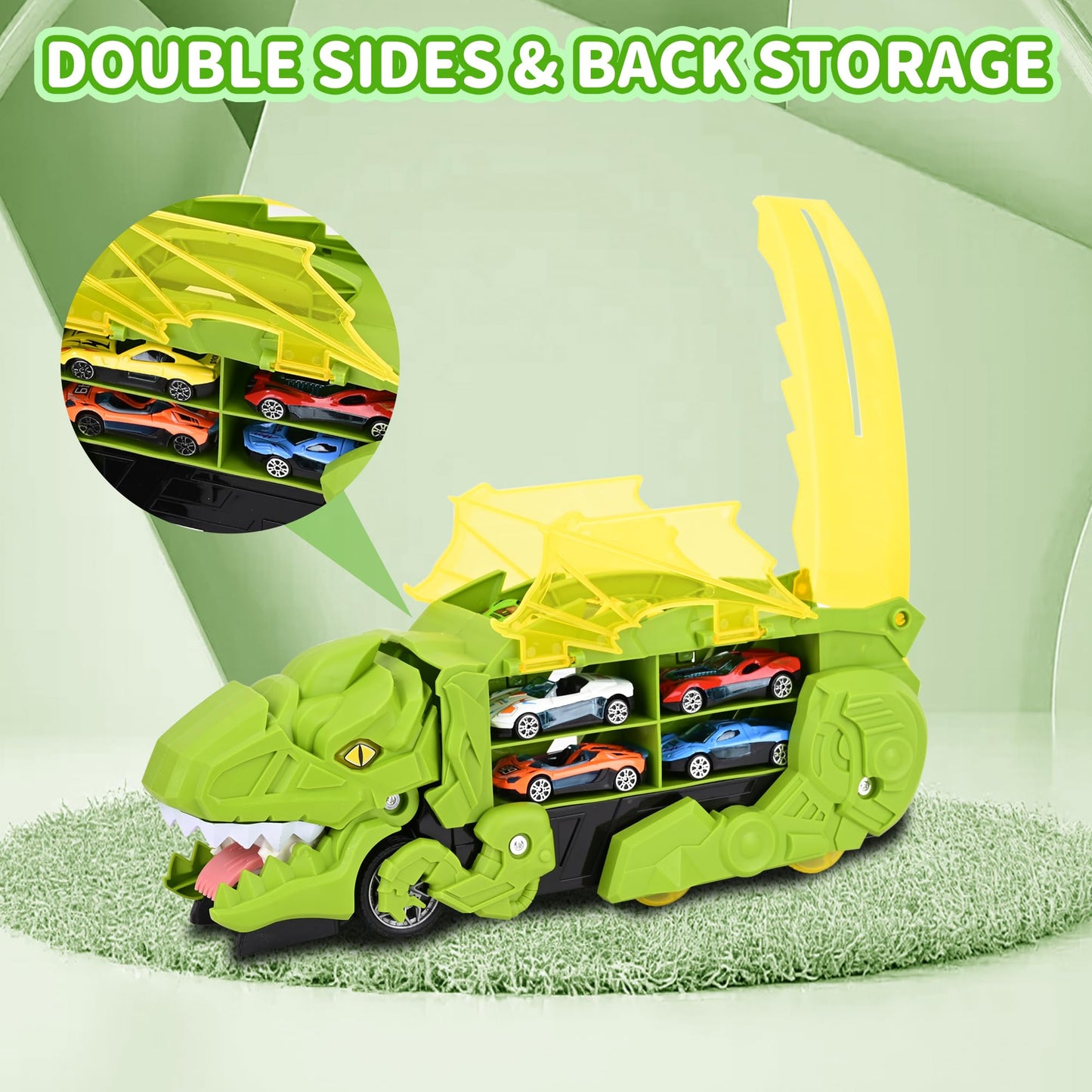 Transformable Dinosaur Truck Toy with 12 Cars