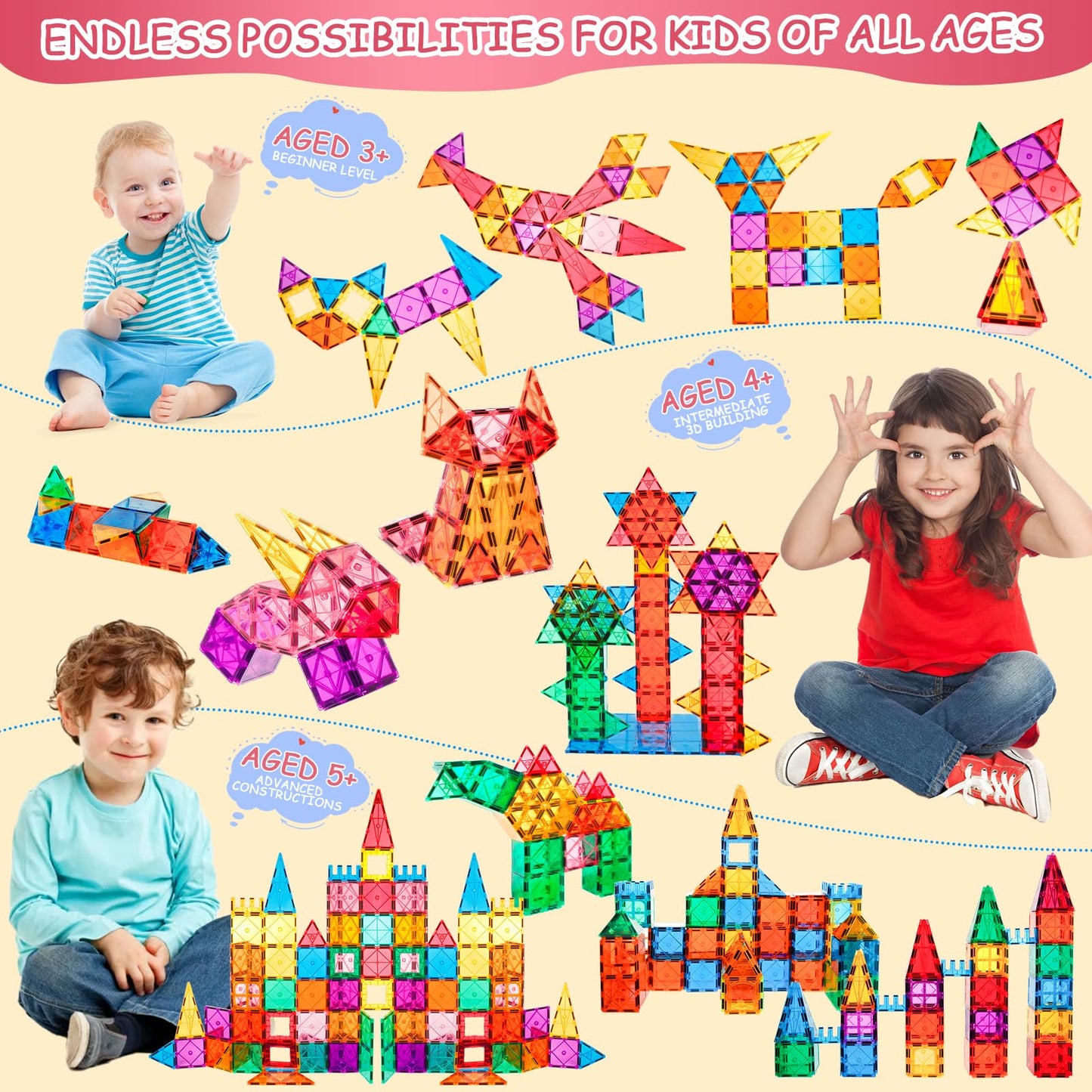 Magnetic Building Tiles for Kids by Lotmey