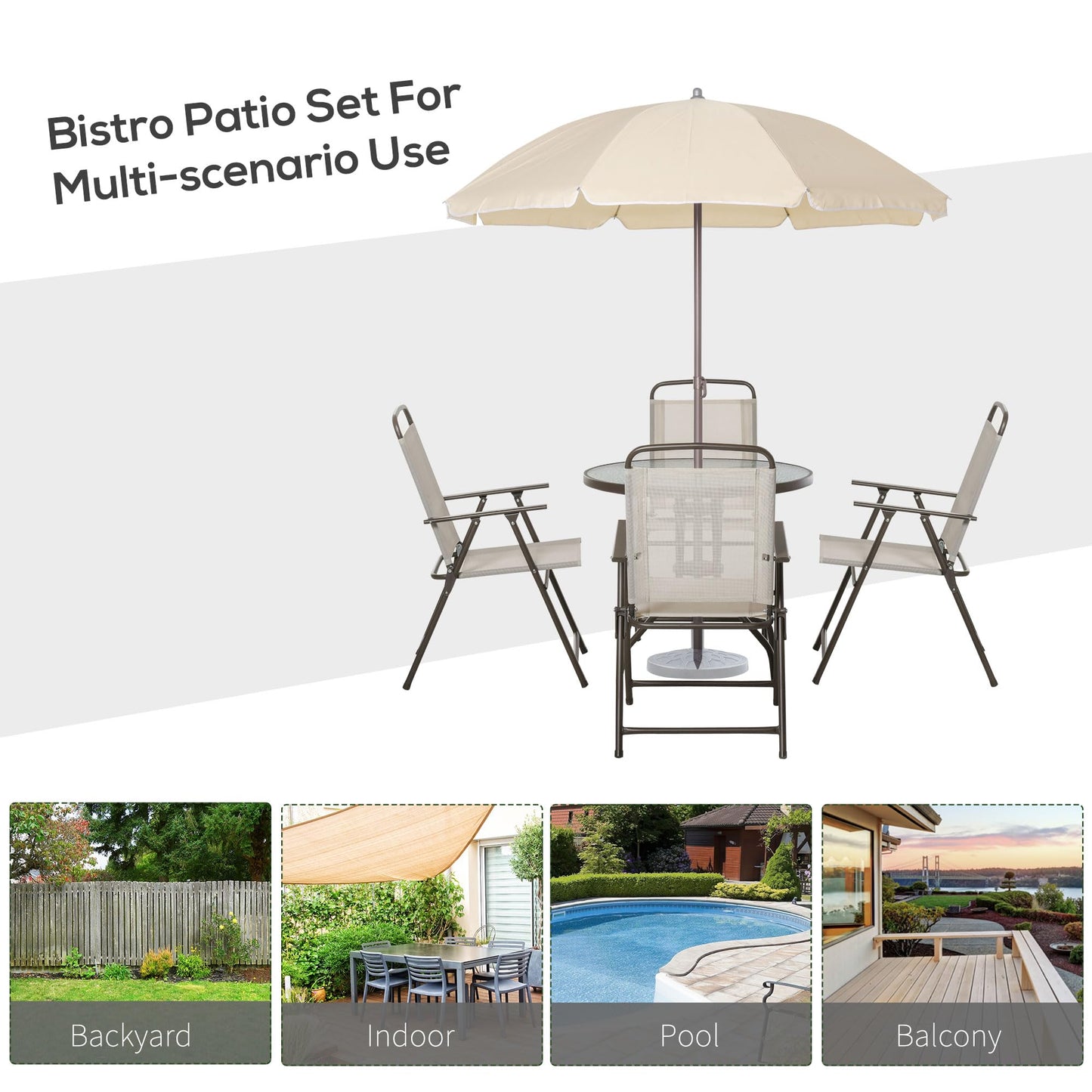 Outsunny 6-Piece Outdoor Dining Set with Umbrella