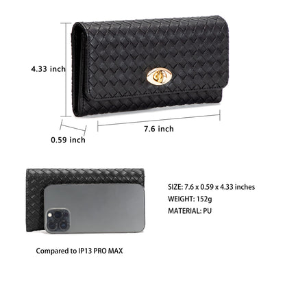 U+U Crossbody Bags for Women, PU Leather Small Shoulder Handbags Wallet Purse with Removebale Chain and Credit Card Slots (Black)