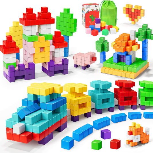 Magnetic Blocks for Kids Ages 4-8 - 45pcs Magnet Cubes Toys Kids Ages 3-5 - 3 4 5 6 7 8 9 10 Year Old Boy Girl Birthday Gifts Stem Toys Sensory Toy for Kid with Autism Toddler Creative Learning Gifts
