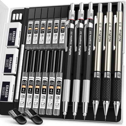6PCS Nicpro Mechanical Pencil Set for Drawing