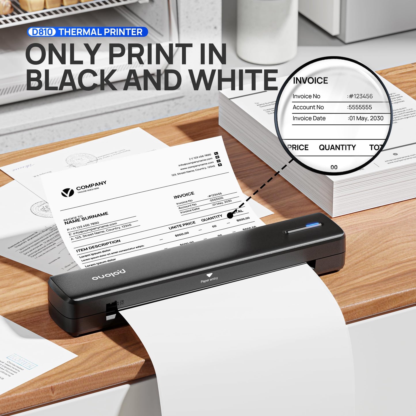 Portable Wireless Bluetooth Thermal Printer for Travel