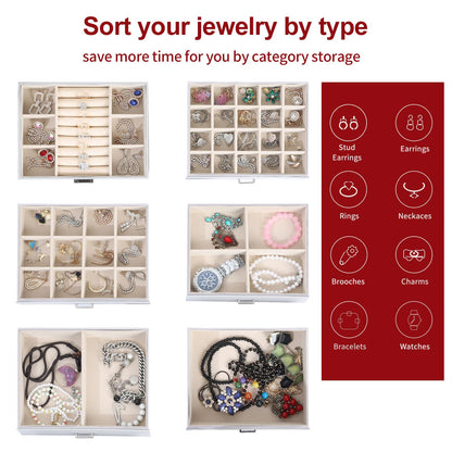 ASINGYER Jewelry Box for Women, 6 Layer Lockable Large Jewelry Holder Organizer with 5 Drawers for Jewelry Storage, Big Jewelry Box for Womens’ Christmas Gift (gray)