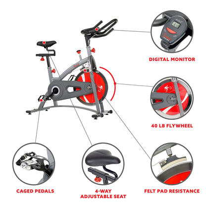 Sunny Health Indoor Cycling Exercise Bike with Monitor