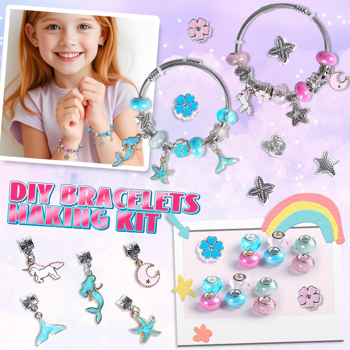 FUNSENLY 2000pcs Charm Beads Jewelry Making Kit