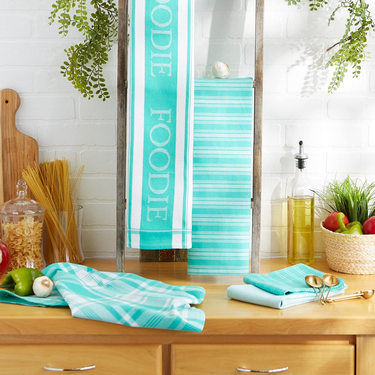 DII 5-Piece Teal Kitchen Dish Set