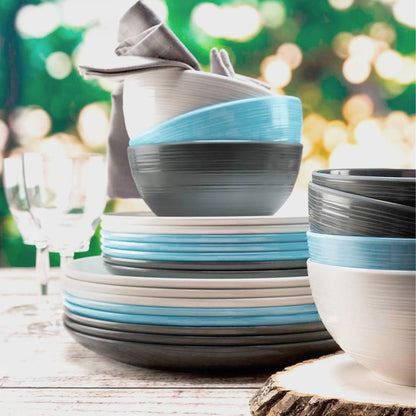Zak Designs Melamine Dinnerware Set, 12-Piece, Service for 4, American Conventional (Grey)