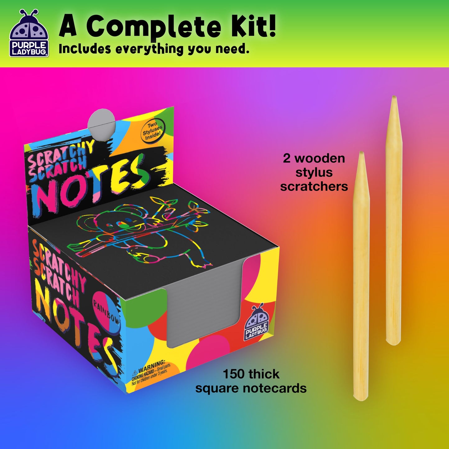 150 Rainbow Scratch Art Mini Notes for Kids
