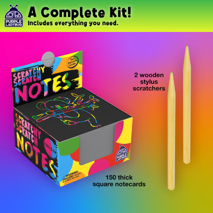 150 Rainbow Scratch Art Mini Notes for Kids