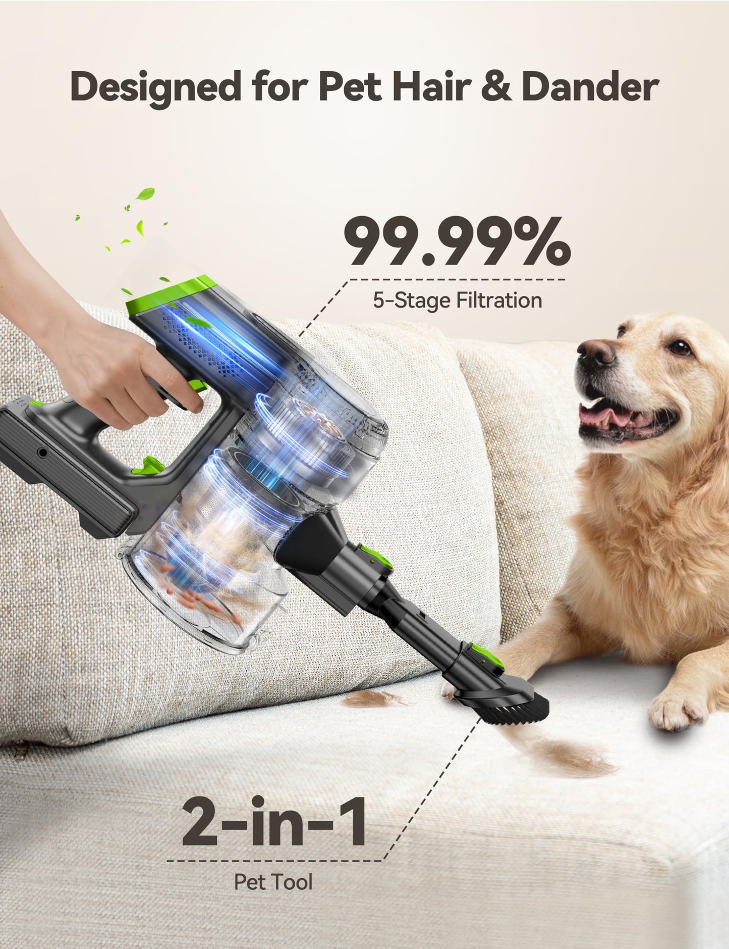 QikCln Cordless Vacuum Cleaner 23Kpa 45 Mins Runtime