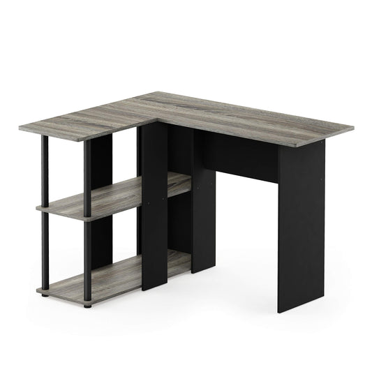 Furinno L-Shape Computer Desk with Bookshelf