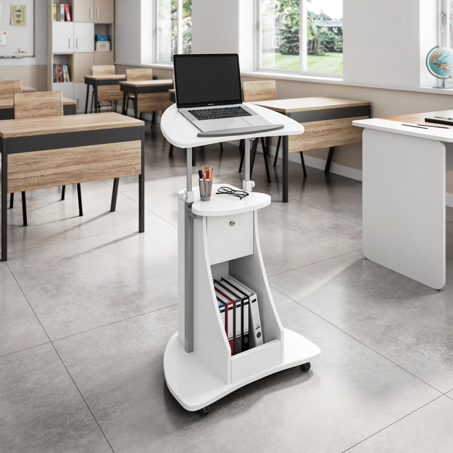 Adjustable Height Rolling Laptop Cart by Techni Mobili