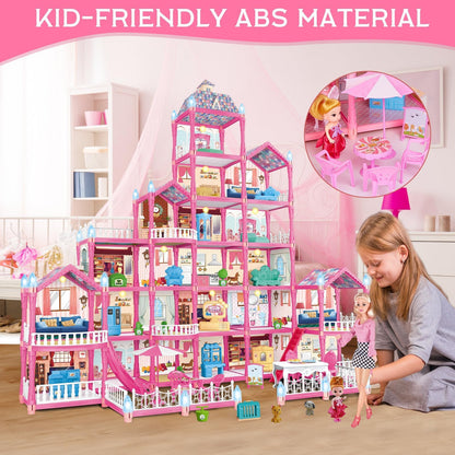 KLADNDER Doll House For Girls, 6-Story 23 Rooms Huge Doll House, Plays House Toys Accessories And Furniture, Outdoor Girls Play Set, Princess Doll House 2024 Christmas Toy, Easy Assembly Ideal For Kid