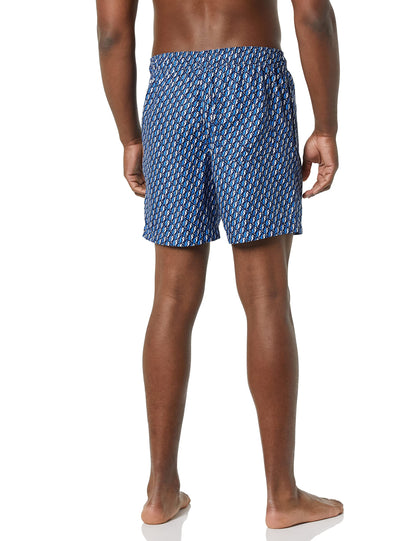 Amazon Essentials Men's 7" Quick-Dry Swim Trunk, Blue Seahorse, Small