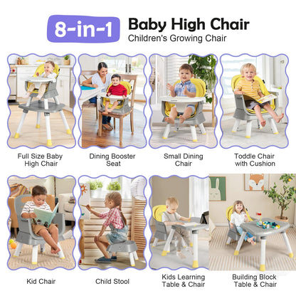 Cowiewie 8-in-1 Baby High Chair and Table Set