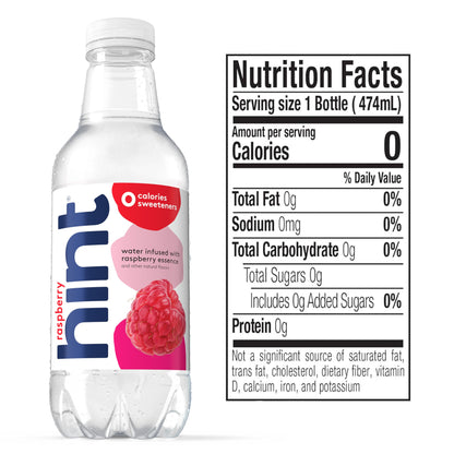12 Pack Hint Raspberry Flavored Water Beverages