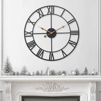 30-Inch Silent Metal Wall Clock for Decor