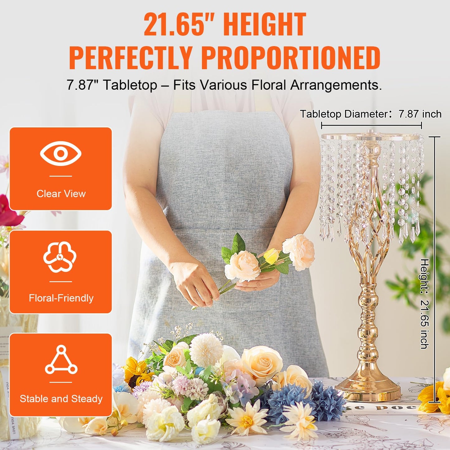 VEVOR Gold Crystal Wedding Centerpieces 2PCS 55cm