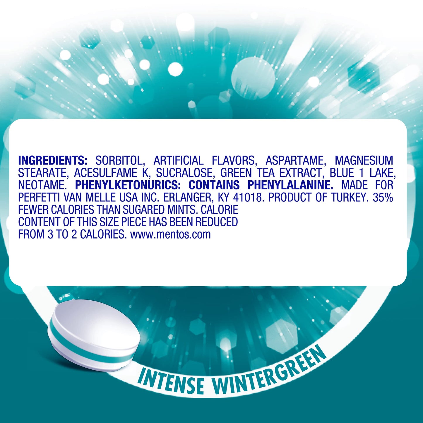 Mentos Sugarfree Hard Mints, 150pc, Wintergreen