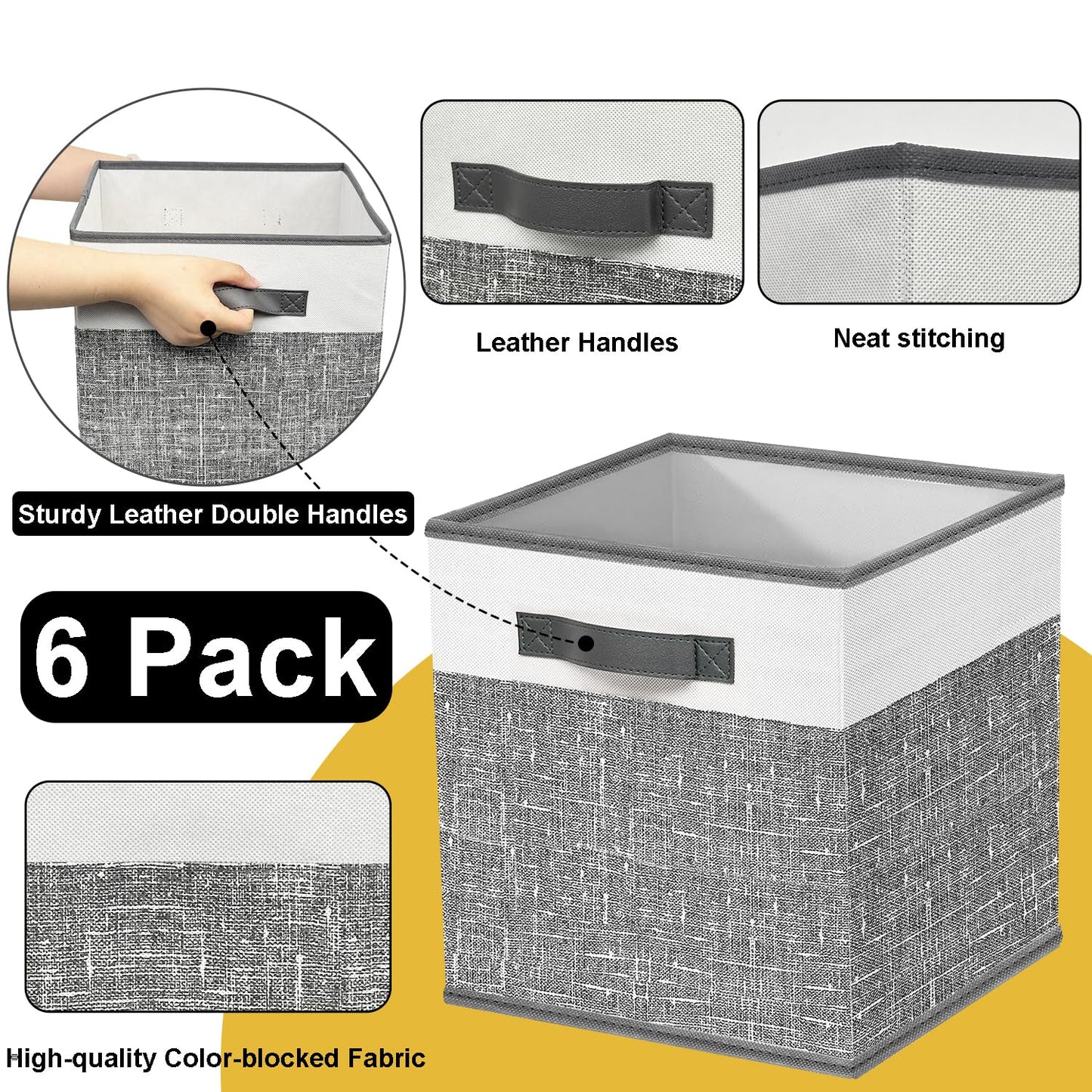 Collapsible Fabric Storage Bins - Set of 6