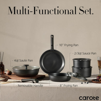 Nonstick Cookware Set with Detachable Handle
