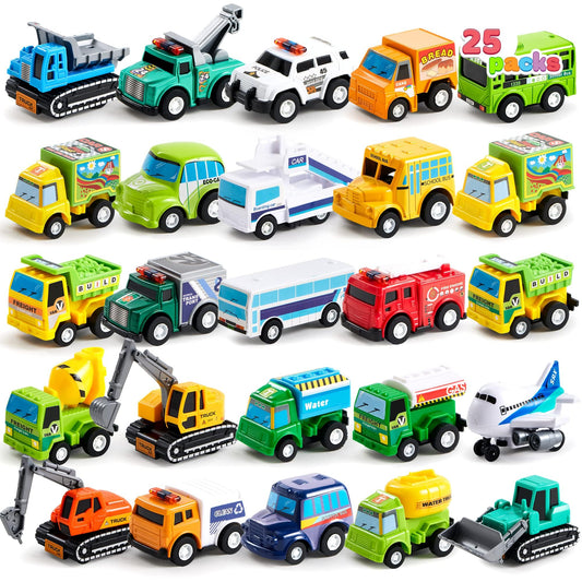 JOYIN 25-Piece Pull Back Cars Toy Set