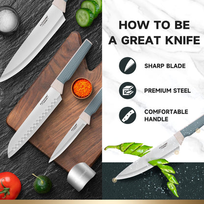 FUTHVWIN Chef Knife Ultra Sharp Kitchen Knife Set 3-Piece, Premium German 1.4116 Stainless Steel Chefs Knife Set with Finger Guard, Ergonomic Handle Professional Knives Set for Kitchen, 2024 Gift