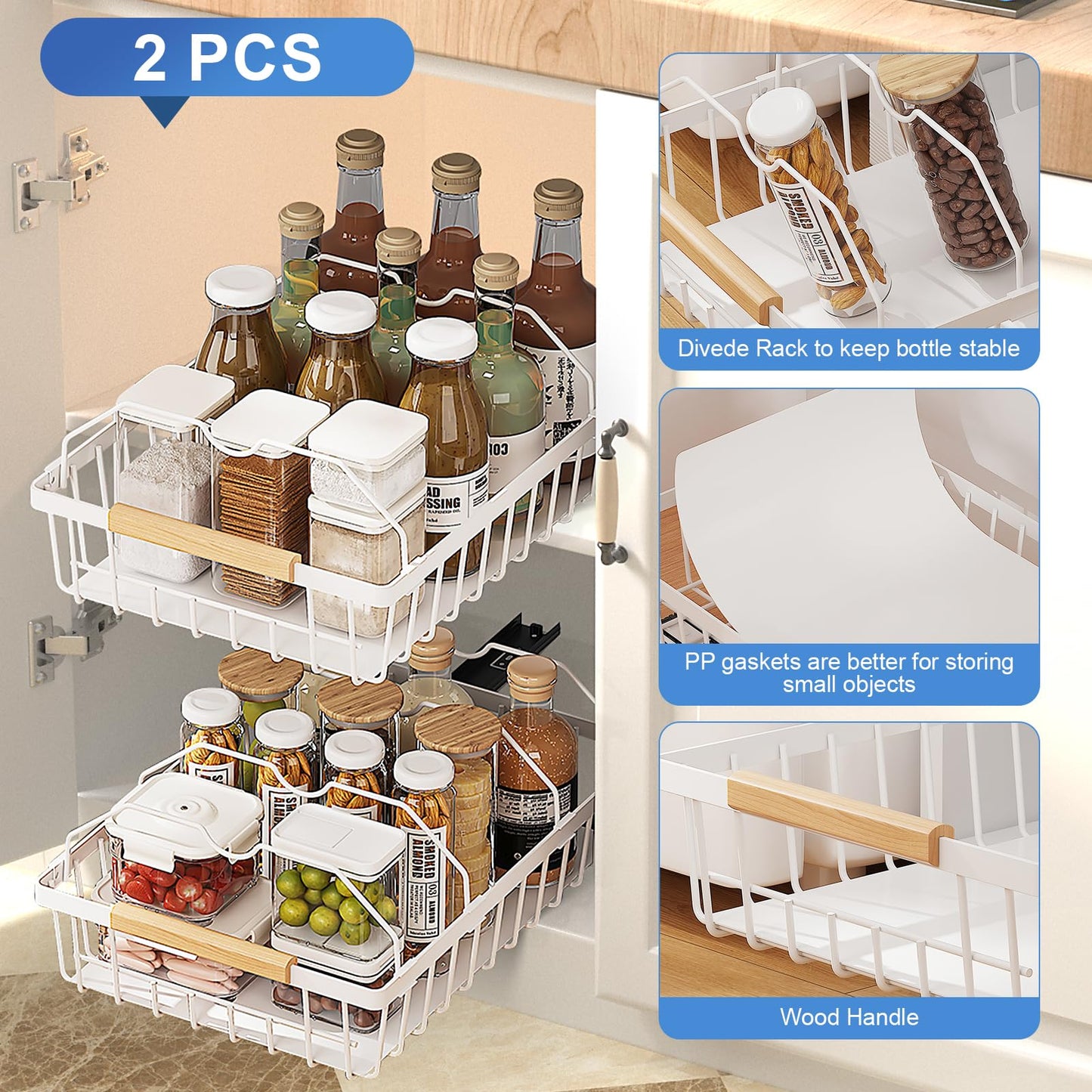 Pull Out Basket Drawer Organizer for Cabinet