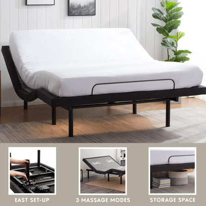 Nestl Adjustable Bed Frame - 2nd Generation - Adjustable Massage Twin XL Bed Frames with Wireless Remote, Head & Foot Massage, Zero Gravity, Fast & Easy Assembly, USB Ports, Under Bed LED Lighting