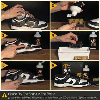 Tolobeve Shoe Cleaner Kit, White Shoe Cleaner Sneakers Kit, Shoe Cleaning Kit for Suede, Mesh, Leather, Nubuck and Most Materials, shoe cleaner 13Oz with 2 Shoe Brush & Towel Included