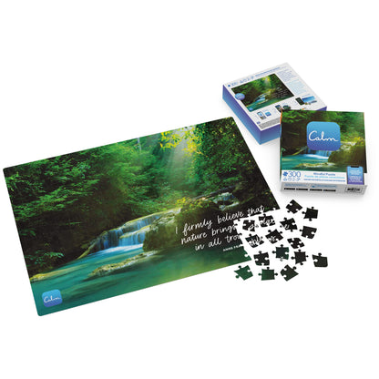SPIN MASTER GAMES 300-Piece Calm Jigsaw Puzzle for Relaxation, Stress Relief, and Mood Elevation, for Adults and Kids Ages 8 and up, Hidden Waterfalls