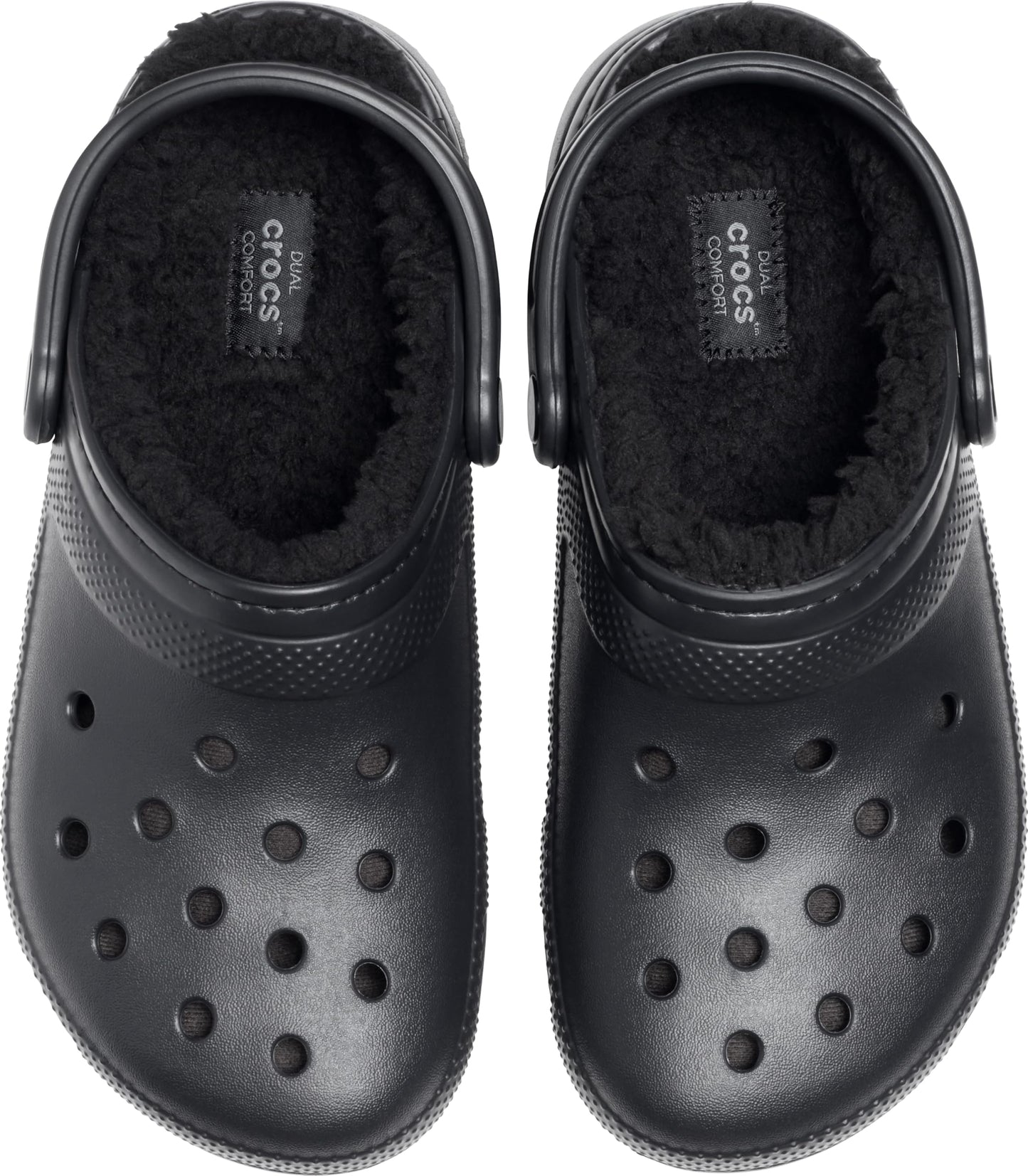 Crocs unisex adult Men's and Women's Classic Lined | Fuzzy Slippers Clog, Black/Black, 11 Women 9 Men US