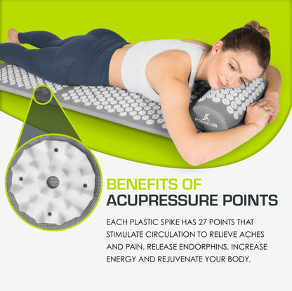 Acupressure Mat and Pillow Set for Pain Relief
