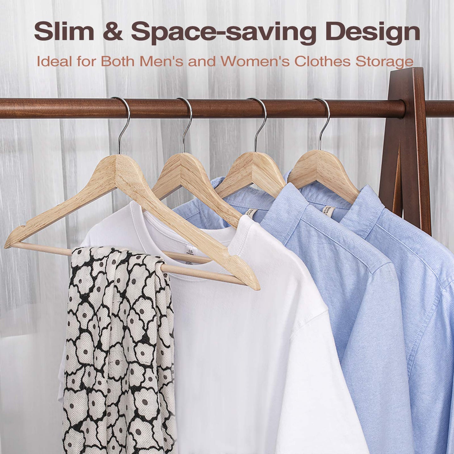 Wooden Hangers 20-Pack with 360° Swivel Hooks