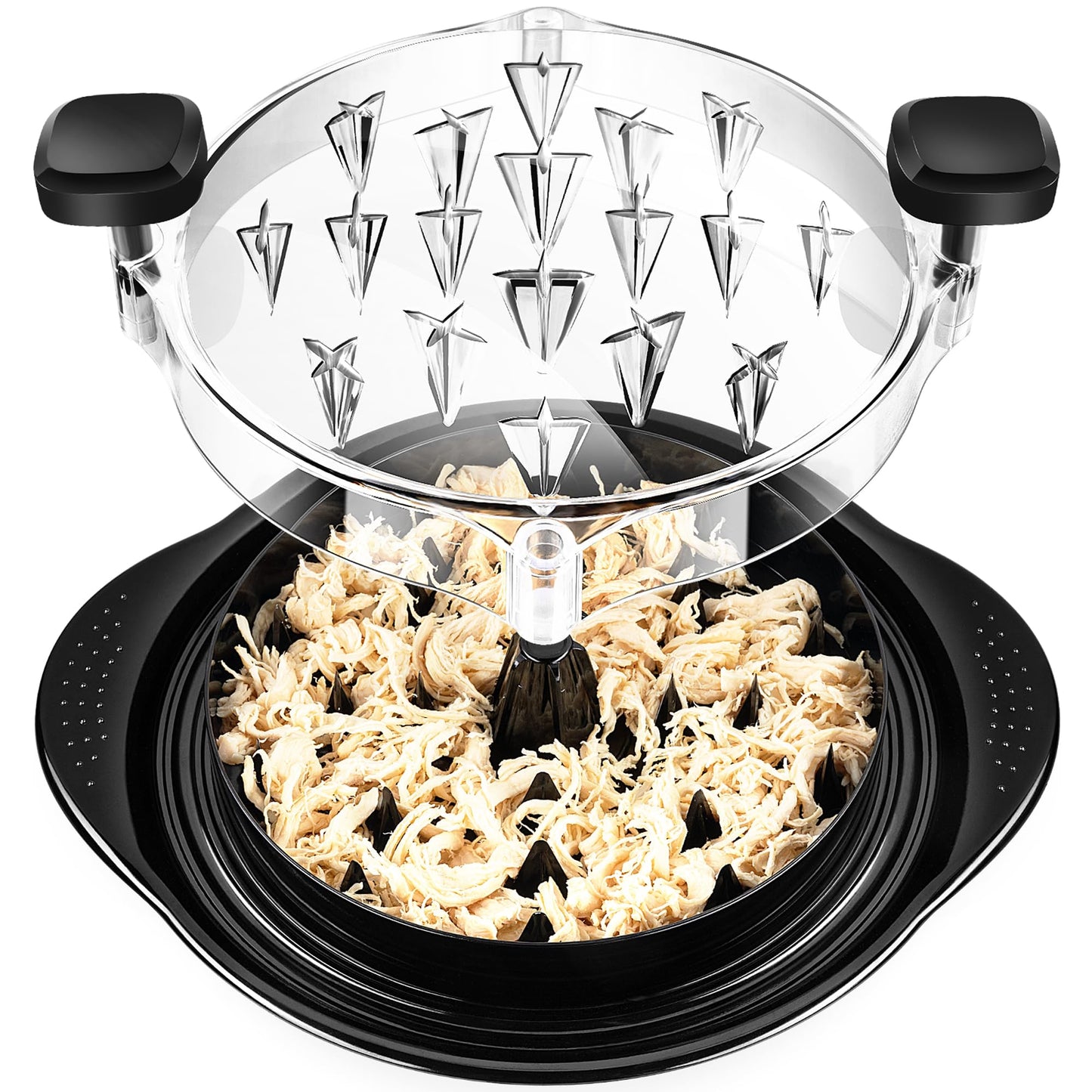 Upgraded 12in Chicken Shredder, Visible Meat Shredder Tool, Design with 4 Ball Bearings Chicken Shredder Tool Twist, Ergonomic Handle, Super Anti-Slip Base, Dishwasher Safe, Heat Resistant, BPA Free