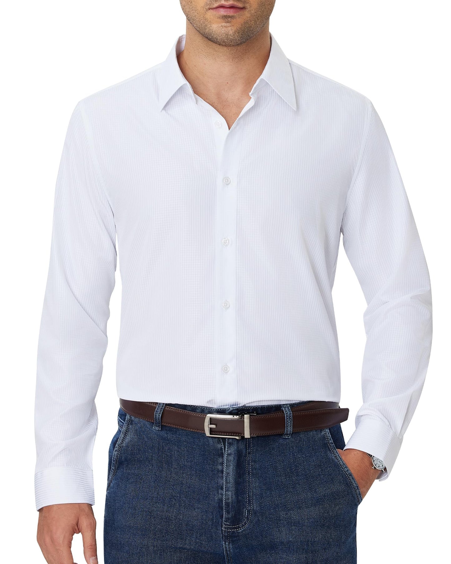 Men's Plaid Long Sleeve Dress Shirt - Regular Fit