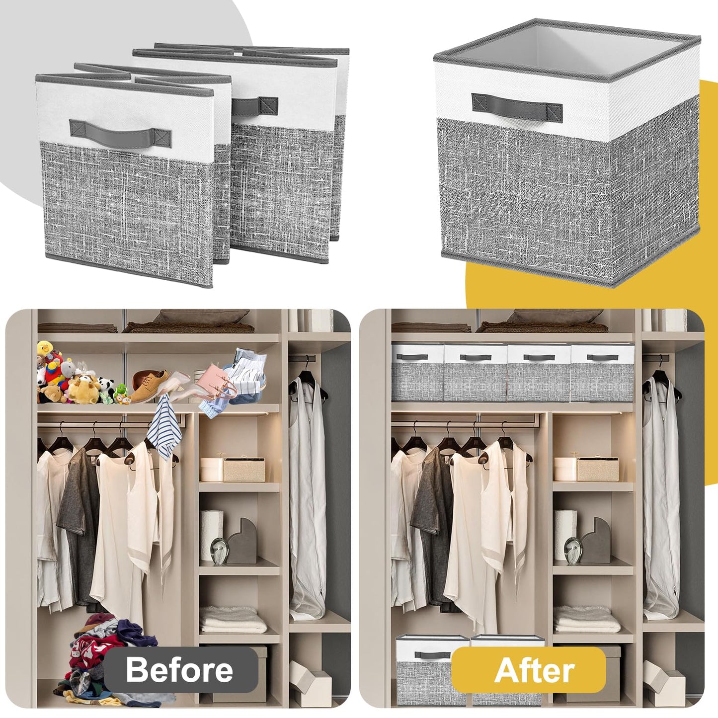 Collapsible Fabric Storage Bins - Set of 6
