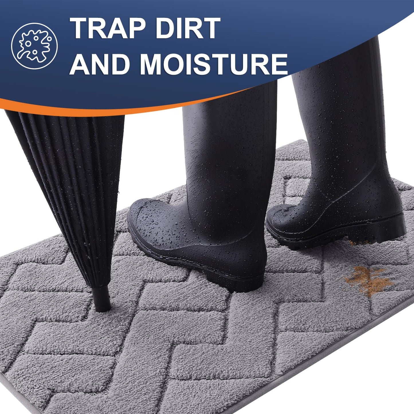 Indoor Door Mat, Dirt Resistant, Non-Slip Rubber