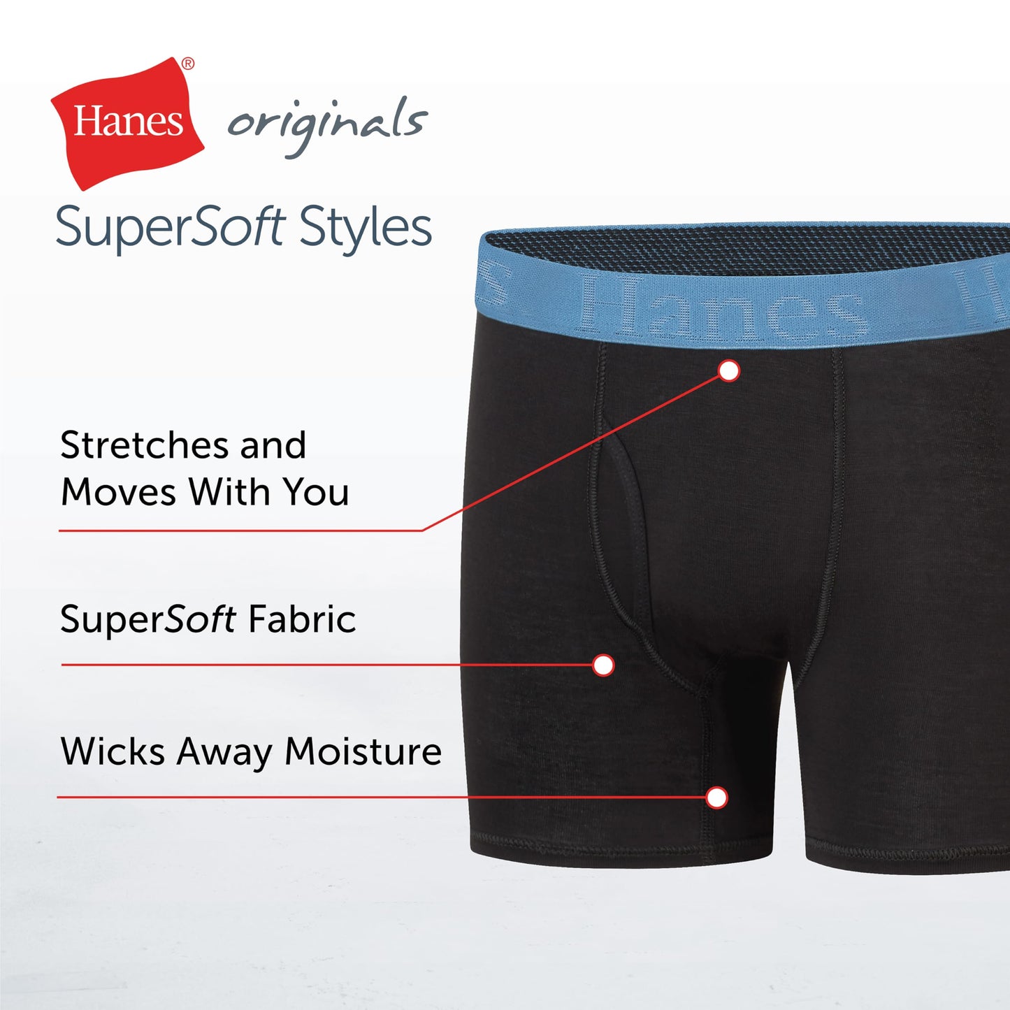 Hanes Ultimate Big Hanes Originals Ultimate Supersoft Boys' Boxer Brief Underwear, Assorted, Black 5-Pack