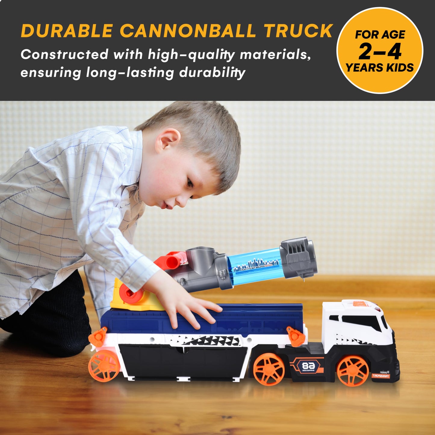 Cannonball Truck with Adjustable Barrel for Toddlers