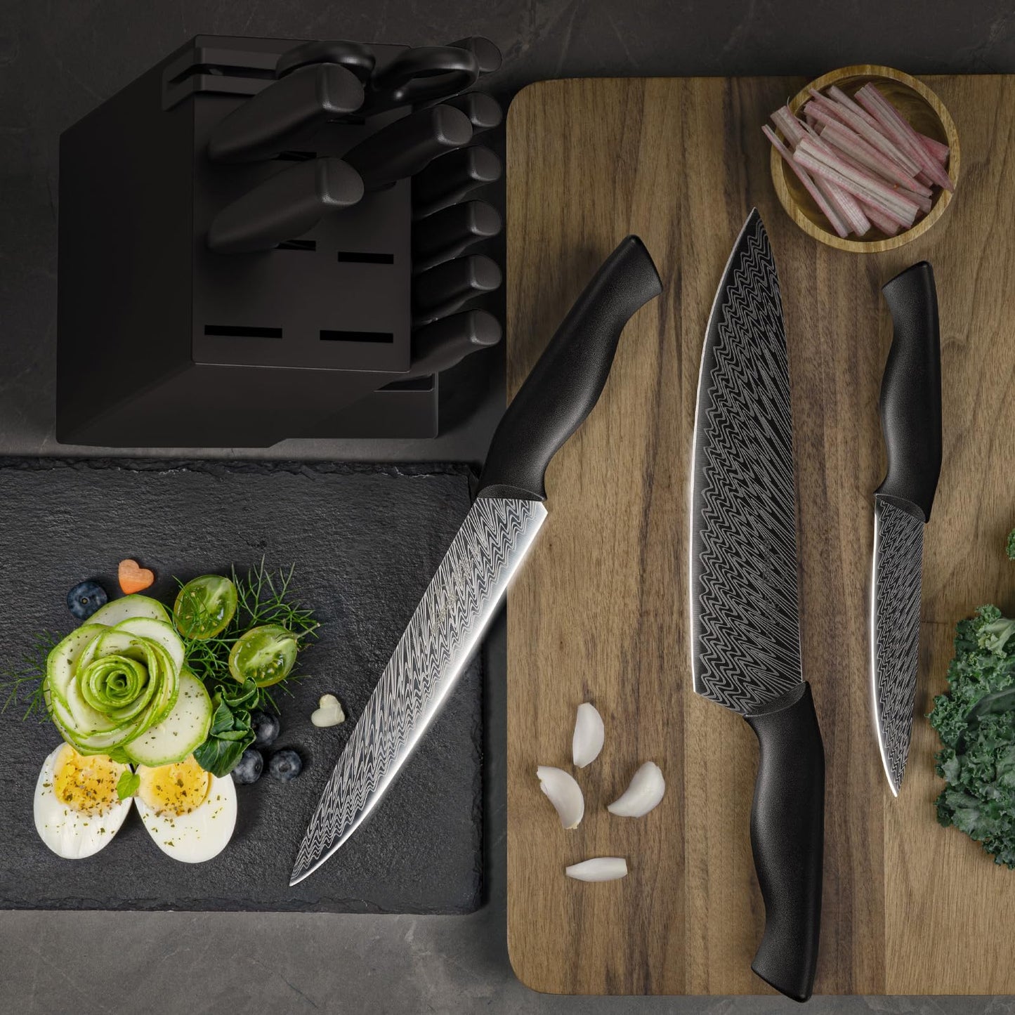 15-Piece Knife Set with Built-in Sharpener Block