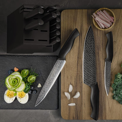 15-Piece Knife Set with Built-in Sharpener Block