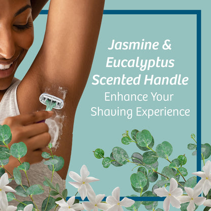 BIC Soleil Escape Women's Disposable Razors With 5 Blades for a Sensorial Experience and Comfortable Shave, Pack of Jasmine & Eucalyptus Scented Handle Shaving Razors for Women, 2 Count