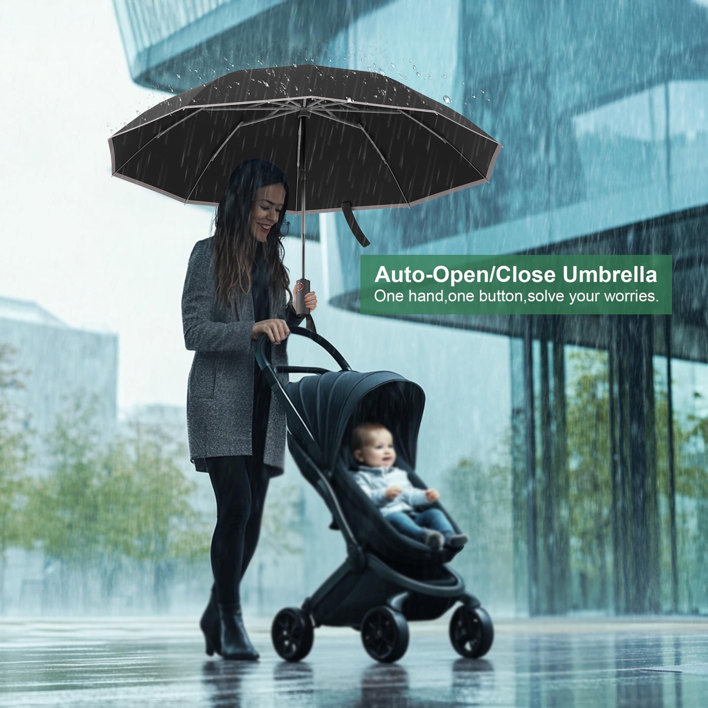 Rappeo Windproof Automatic Travel Umbrella