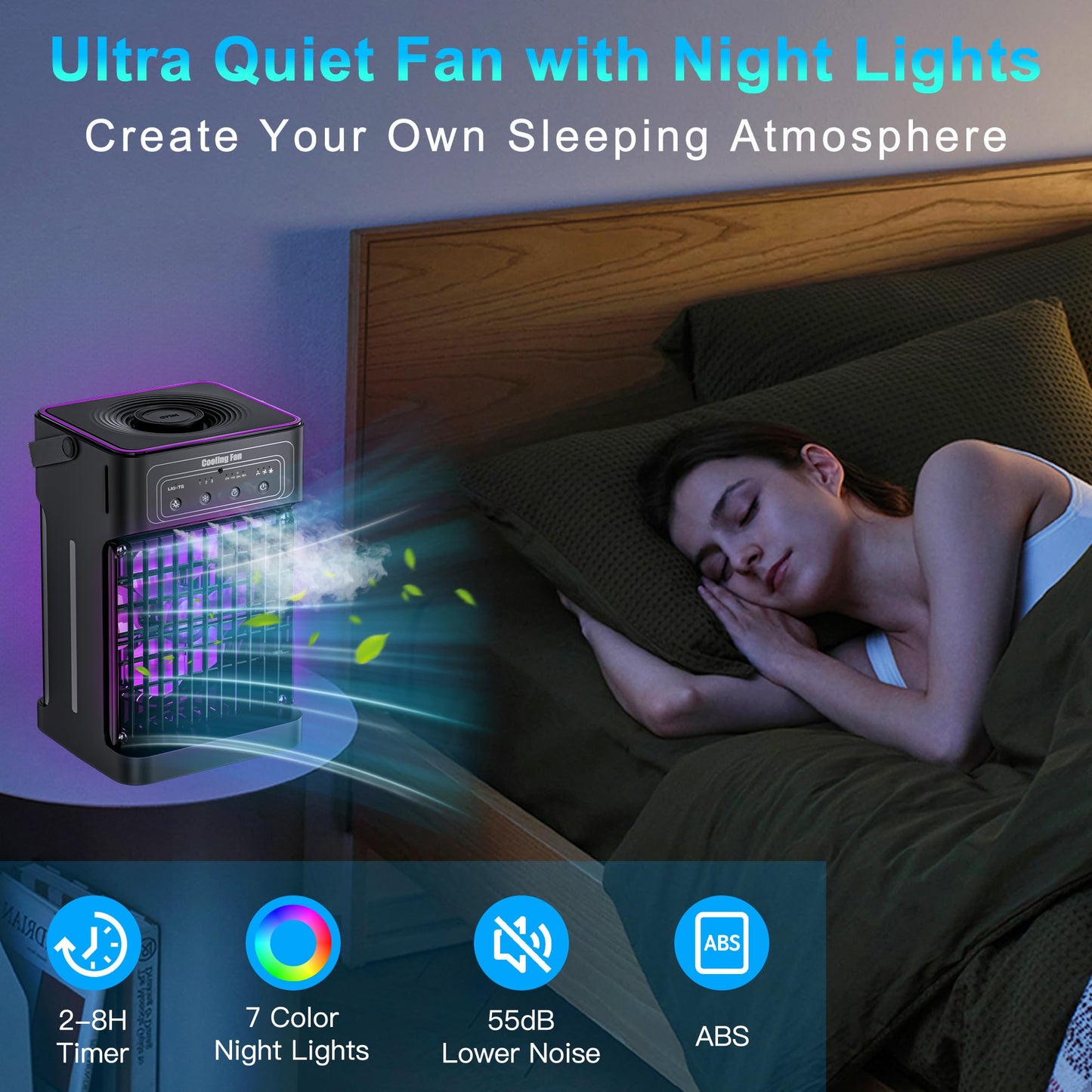 4-IN-1 Portable AC Unit with Timer & Lights
