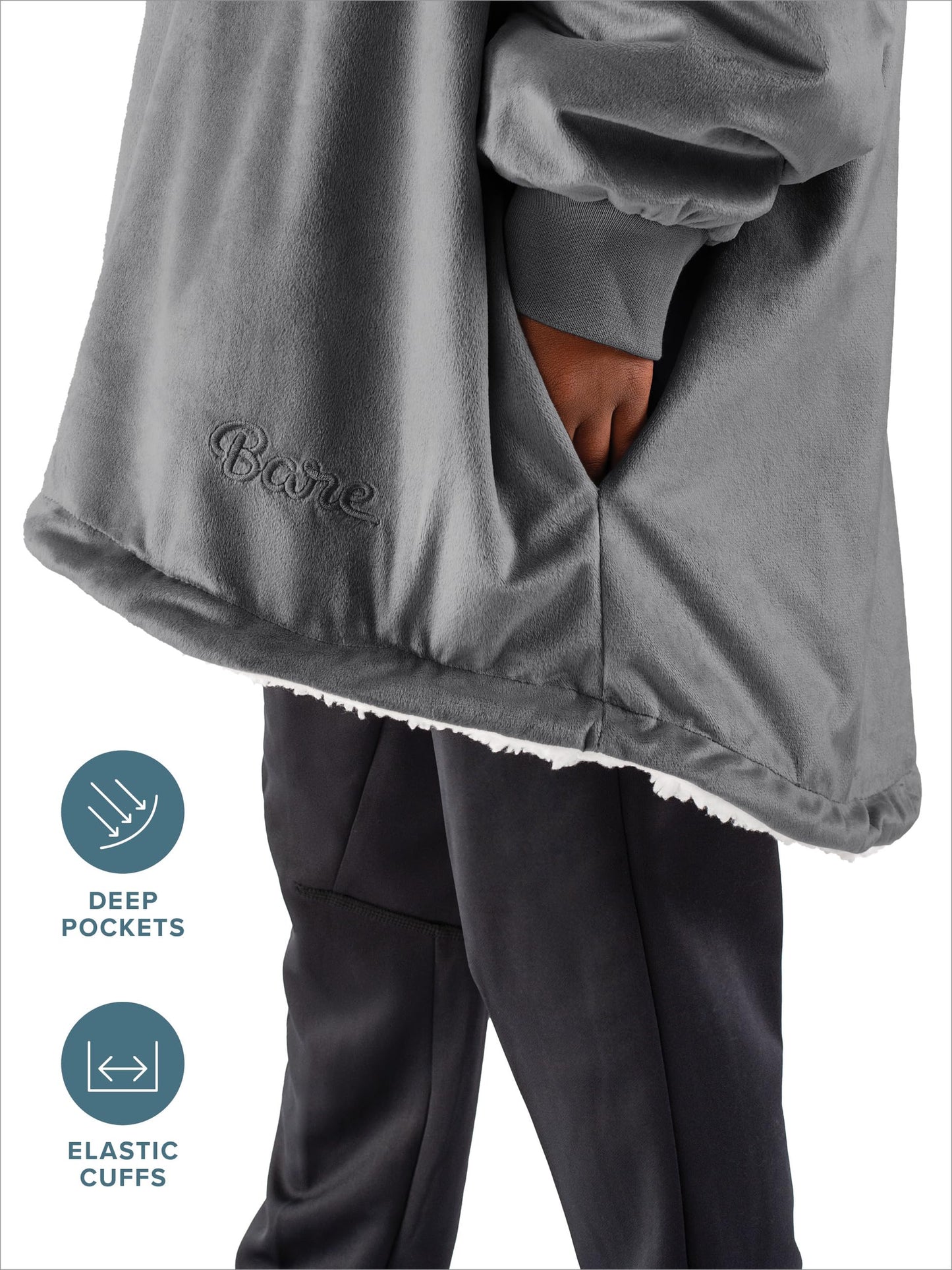 Bare Home Kids Sherpa Fleece Wearable Blanket