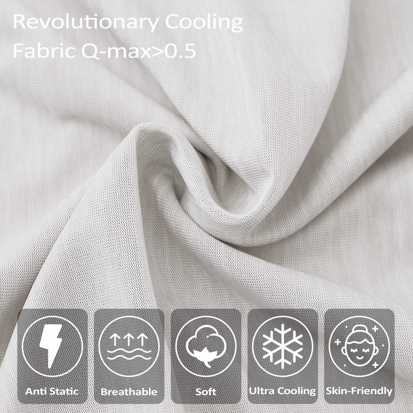 Topcee Cooling Pillow Cases, 2 Packs King Size Arc-Chill Q-Max>0.5 Ultra Soft Cool Pillowcases for Hair and Skin, Breathable Cold Pillow Case for Hot Sleepers & Night Sweats (Light Gray 20x36)