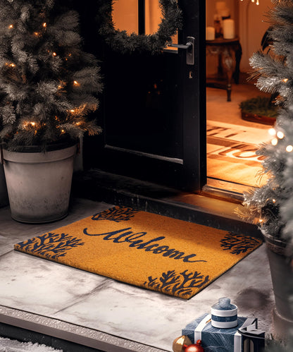 SUMGAR Welcome Mat Indoor Outdoor Coir Doormat Spring Entrance Inside Front Door Washable Cute Small Heavy Duty Backing Absorbent Waterproof Non Slip Costal Ocean Door Rug for Dog Friends Gift 17x30in